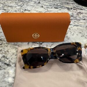 Tory Burch Tortoise Shell Sunglasses with Orange Case